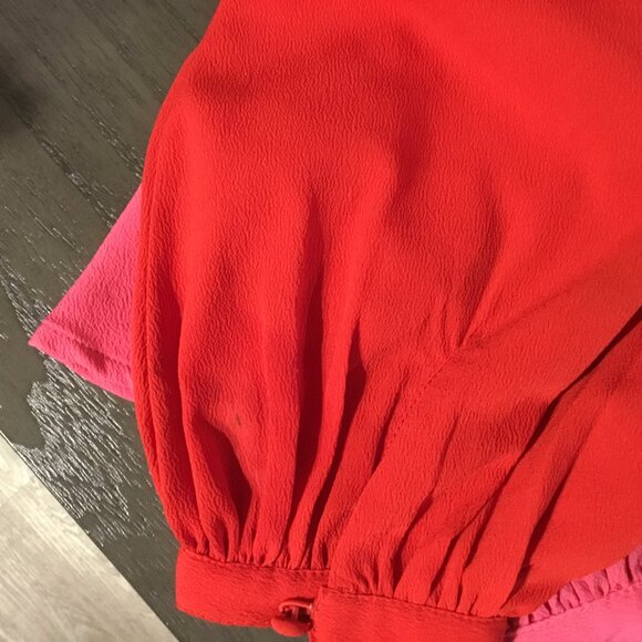 ASOS Colorblock Knot Front Blouse – Bold Red & Pink Statement Top Sz 10 - Picture 12 of 12